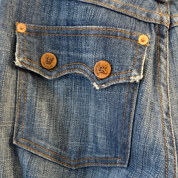 Frankie B. Vintage Rare Y2K Low Rise Blue Flare Jeans - Picture 10 of 16